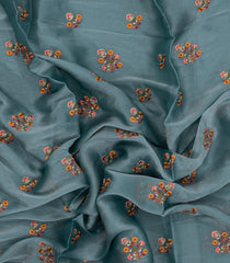 Dark Grey Synthetic Moss Chiffon Meena Embroidery With Stone-BL5458