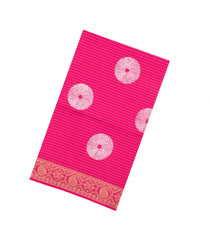 Pink Printed Synthetic Dola Silk Saree With Zari Stripes & Border-SY0405