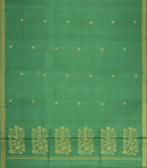 Green Handloom Tussar Silk Saree With Floral Buttas-TU3563