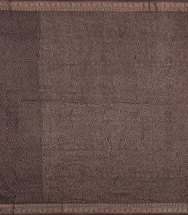 Taupe Printed Chanderi Cotton Saree With Zari Border-CC1595