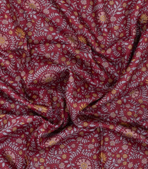 Crimson Printed Pure Silk Saree With Floral Motifs-PS0769