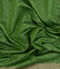 Green Woven Art Linen Saree With Flower Motifs-BL5653