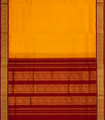 Mango Yellow Handloom Korvai Silk Cotton Saree With Contrast Border-SC4507
