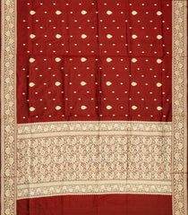 Maroon Handloom Banarasi Silk Saree With Floral Buttas