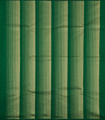 Dark Green Handloom Kanchipuram Silk Saree With Stripes & Buttas-KA15489