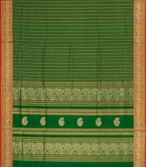 Green Handloom Silk Cotton Saree With Checks-SC4291