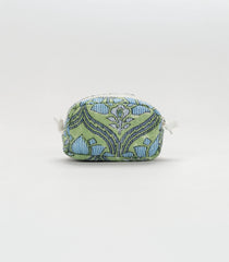 Light Green Cotton Bagru Printed Coin Pouch With Zipper-ACS1067