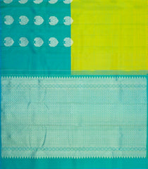 Neon Green Handloom Half & Half Kanchipuram Silk Saree With Buttas-KA16313