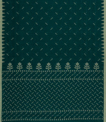 Dark Green Handloom Bengal Cotton Saree With Chevron Buttas-BG1582