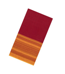 Crimson Woven Bengal Cotton Saree With Contrast Border-BG1899