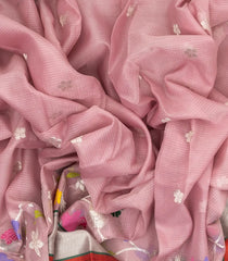 Bubblegum Pink Handloom Kota Silk Saree With Meena Floral Motifs-KO1024