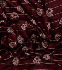 Dark Brown Printed Synthetic Dola Silk Saree With Zari Stripes & Border-BL5031