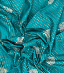 Turquoise Printed Synthetic Dola Silk Saree With Zari Stripes & Border-SY0386