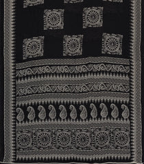 Black Printed Synthetic Makka Silk Saree With Tribal Motifs-BL5323