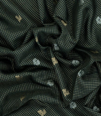 Bottle Green Woven Blended Viscose Saree With Zari Checks & Buttas -BL5582