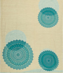 Cream Printed Synthetic Linen Saree With Floral Motifs-SY0127