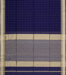 Dark Blue Handloom Maheswari Silk Cotton Saree With Checks-SC4961