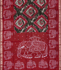 Crimson Woven Art Chanderi Saree With Printed Tie & Dye Motifs-BL3912