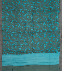 Dark Green Woven Pashmina Printed Silk Saree With Floral Motifs-PS0554