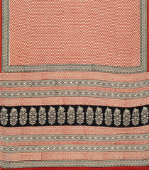 Rust Printed Jaipur Cotton Saree With Floral Motifs-JC1655