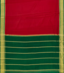 Crimson Woven Mysore Crepe 9 Yards Silk Saree With Contrast Border-MS3199