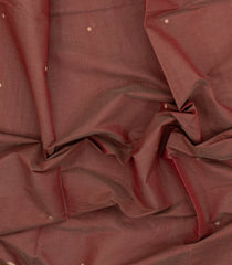 Brown Handloom Village Cotton Saree With Buttas-VC1621