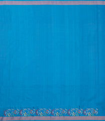 Cyan Handloom Uppada Silk Saree With Meena Floral Motifs-UP0427