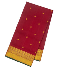 Crimson Handloom Kanchipuram 9 Yards Silk Saree With Annam Buttas