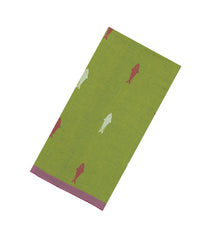 Green Handloom Bengal Cotton Saree With Fish Buttas-BG1597