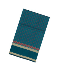 Teal Handloom Silk Cotton Saree With Checks-SC4230