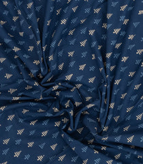 Indigo Printed Jaipur Cotton Saree With Floral Motifs-JC1598
