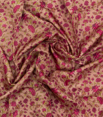 Dusty Peach Printed Pure Silk Saree With Floral Motifs-PS0824