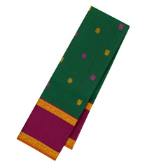 Dark Green Handloom Kanchipuram Silk Saree With Silk Thread Buttas-KA13946