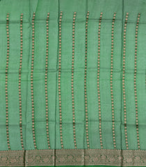 Dark Green Woven Pure Organza Silk Saree With Zari Buttas-KS1083