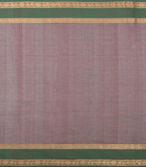 Brown Handloom Silk Cotton Saree With Checks & Yazhi Motifs-SC4045