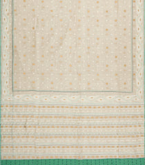 Off White Handloom Chanderi Cotton Saree With Buttas & Green Floral Motifs-CC1785