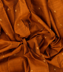 Rust Handloom Kanchipuram Silk Saree With Zari Stripes & Buttas-KA14165