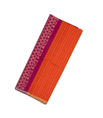 Magenta & Orange Handloom Soft Silk Saree With Stripes-SO4251
