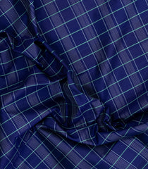 Navy Blue Handloom Korvai Kanchipuram Silk Saree With Checks-KA15219