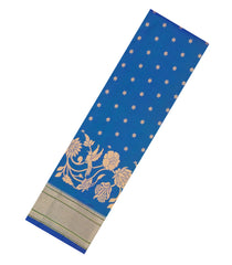 Blue Handloom Paithani Silk Saree With Floral Zari Motifs & Meena Pallu-PA1110