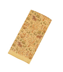 Sandal Woven Linen Saree With Printed Elephant & Floral Motifs-LI0676