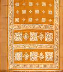 Mustard Printed Synthetic Dola Saree With Zari Stripes & Border-BL5403