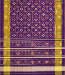 Purple Handloom Rajkot Patola Silk Saree With Ikat Floral Motifs-IK0543
