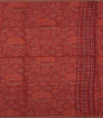Crimson Printed Tussar Silk Saree With Stripes -TU3700