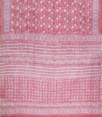 Light Peach Printed Chanderi Cotton Saree With Zari Border-CC1641