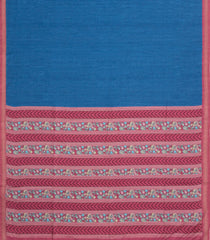 Sky Blue Printed Synthetic Kotha Silk Saree With Contrast Border-SY0538