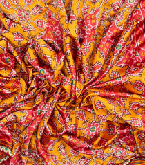 Red Handloom Blended  Silk Saree With Ikat Motifs & Hand Embroidered Selvage-EN1711