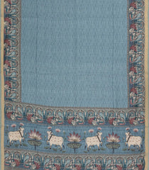 Grey Woven Art Chanderi Saree With Printed Pichwai Motifs