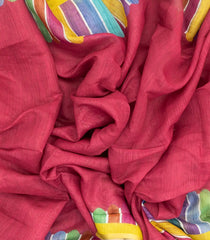Peach Woven Synthetic Linen Saree With Printed Border-BL4186