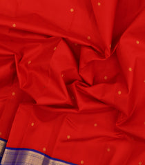 Red Handloom Korvai Kanchipuram Silk Saree With Zari Buttas-KA15318